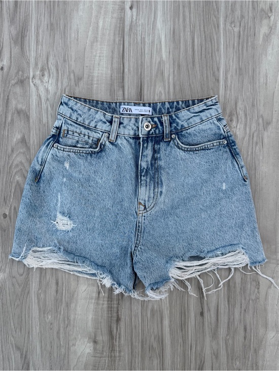 Zara Pants - Zara high-rise distressed denim shorts
